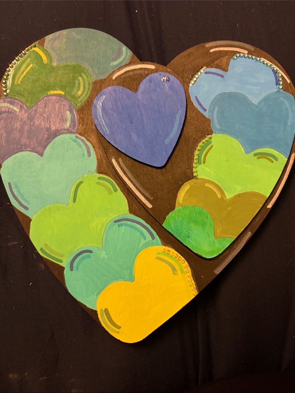 Hand-Painted Multi-Color Heart Wall Art